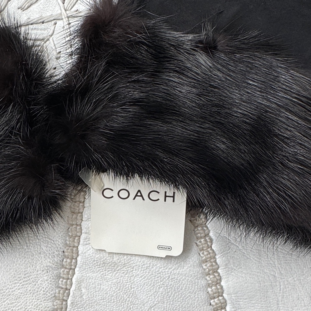 NWT vintage (Reed Krakoff era) Coach Black Gloves w Fur Trim & Silver Buckle - Picture 3 of 4